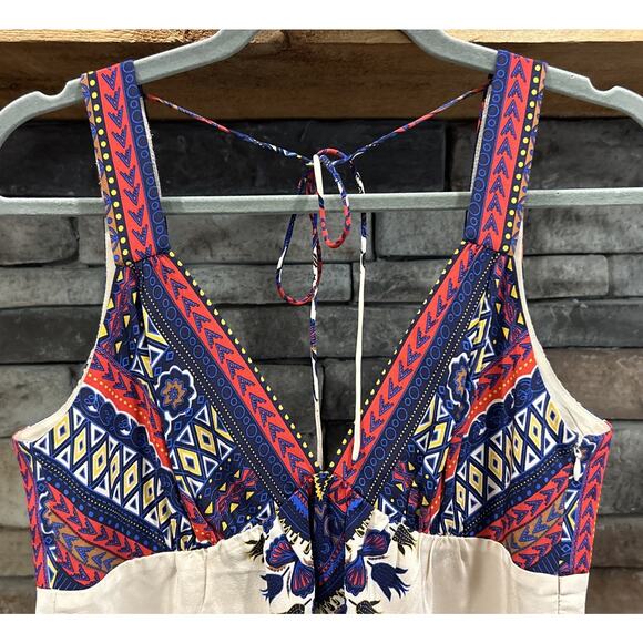 Women’s TIBI New York Floral/Mosaic Silk V Neck Halter Top Size M *B5 - Picture 2 of 4